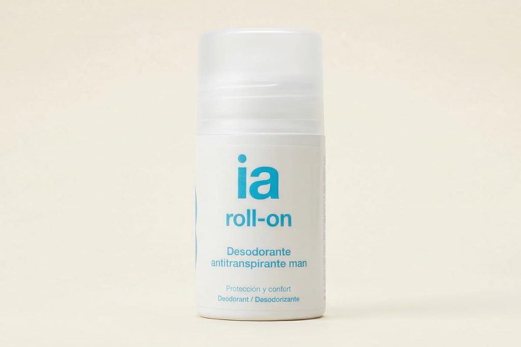 Desodorante antitranspirante de Interapothek en formato roll-on.,eficaz para el control de la sudoración.